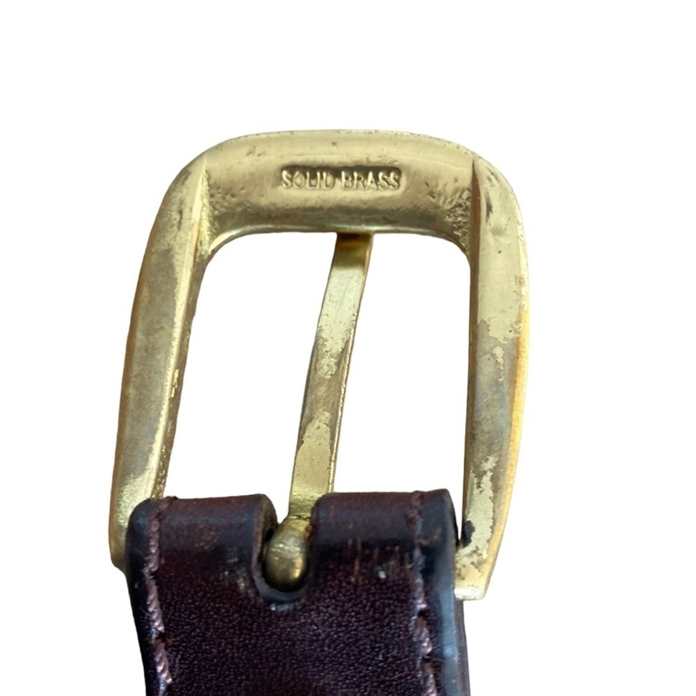 Belt Brighton Camden brown double braided leather belt with Brass buckle. 5 hole - Picture 6 of 12